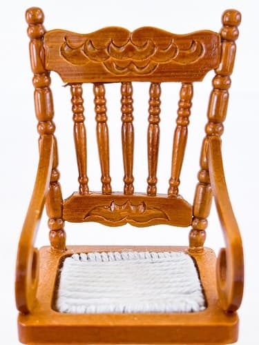 Vintage Rocking Chair Wooden Knitting Dollhouse Miniature Furniture Scale 1:12 - Thumbnail 3