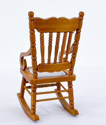 Vintage Rocking Chair Wooden Knitting Dollhouse Miniature Furniture Scale 1:12 - Thumbnail 4