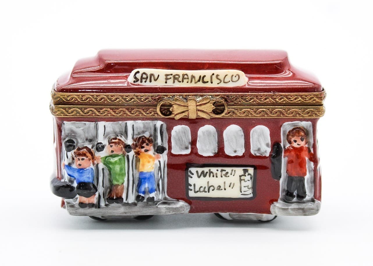 Limoges France San Francisco Cable Car Hand Painted Porcelain Trinket Box - Thumbnail 11