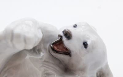 Royal Copenhagen Denmark Vintage Polar Bear Cub Playing Porcelain Figurine - Thumbnail 5
