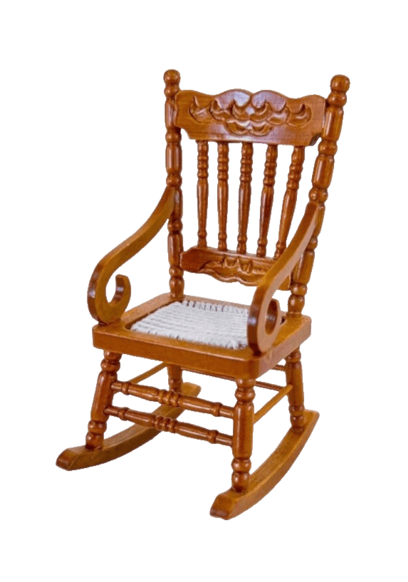 Vintage Rocking Chair Wooden Knitting Dollhouse Miniature Furniture Scale 1:12 - Image 1