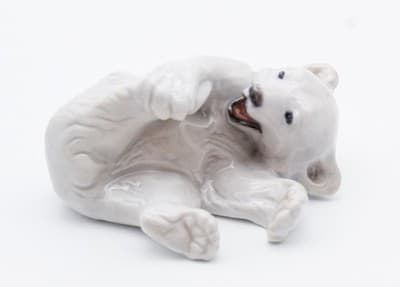 Royal Copenhagen Denmark Vintage Polar Bear Cub Playing Porcelain Figurine - Thumbnail 9