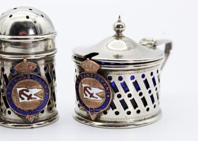 Vintage Silver Plate Made In England Salt & Pepper Shakers Mustard Set - Thumbnail 7