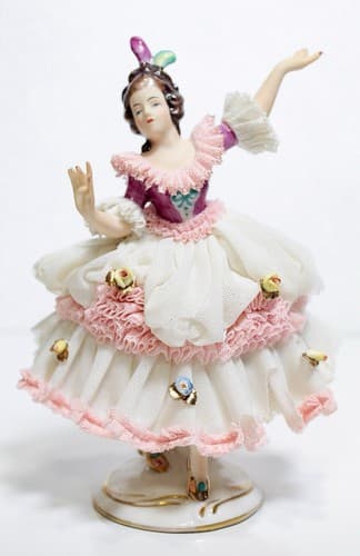 ALKA DRESDEN Germany "Angela" Floral Laced Porcelain Dancer Figurine - Thumbnail 8