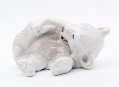 Royal Copenhagen Denmark Vintage Polar Bear Cub Playing Porcelain Figurine - Thumbnail 3
