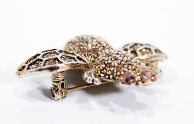 Vintage Bee Honey Bee Amber Pave Crystal Insect Pin Brooch - Thumbnail 4
