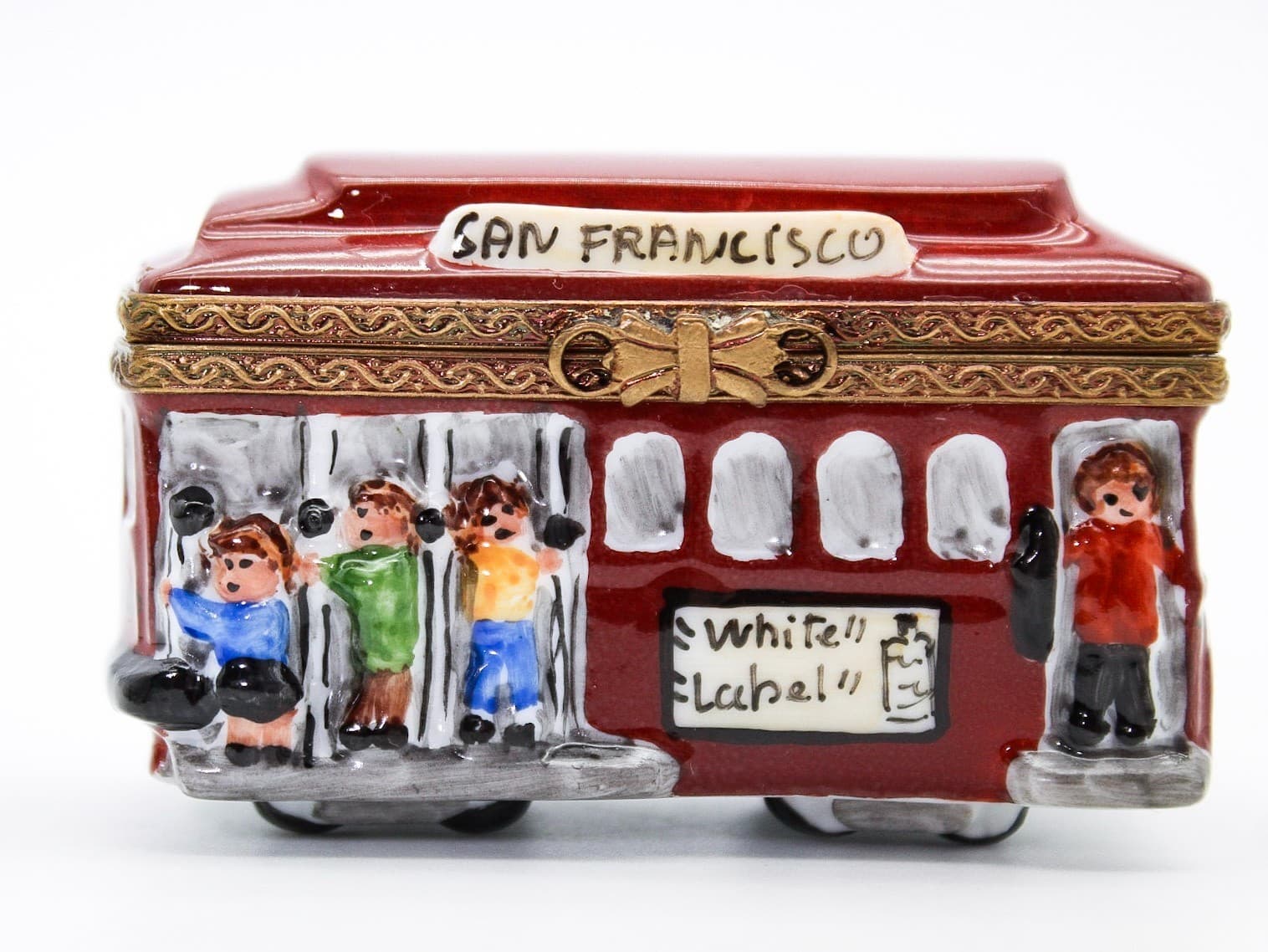 Limoges France San Francisco Cable Car Hand Painted Porcelain Trinket Box - Thumbnail 9