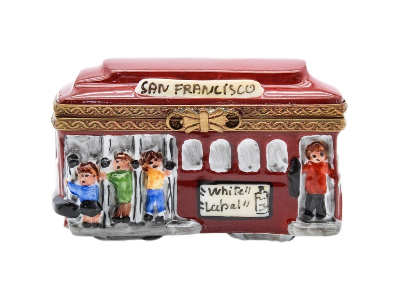 Limoges France San Francisco Cable Car Hand Painted Porcelain Trinket Box - Image 1
