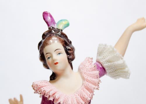 ALKA DRESDEN Germany "Angela" Floral Laced Porcelain Dancer Figurine - Thumbnail 2