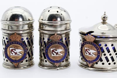 Vintage Silver Plate Made In England Salt & Pepper Shakers Mustard Set - Thumbnail 8