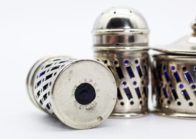 Vintage Silver Plate Made In England Salt & Pepper Shakers Mustard Set - Thumbnail 3