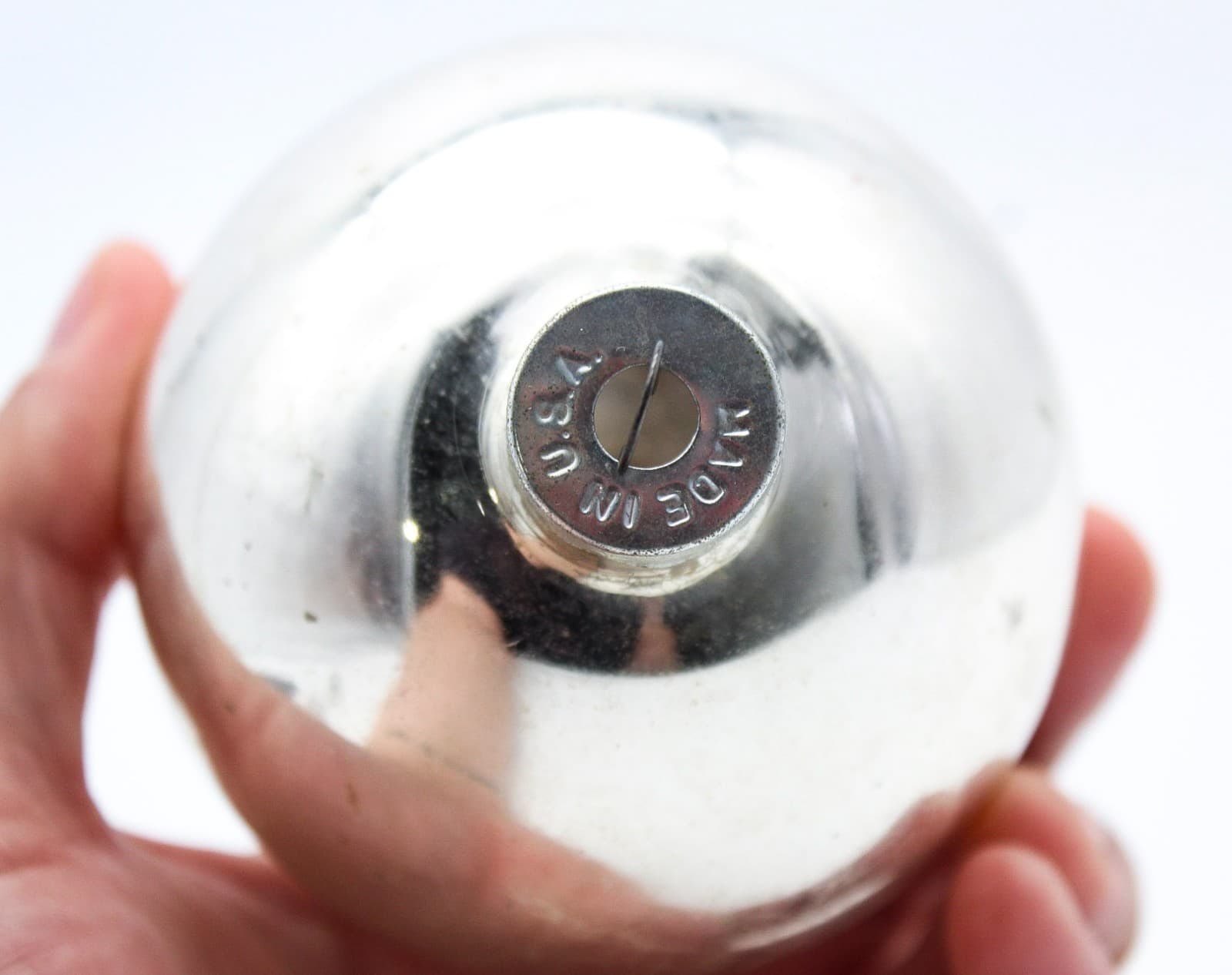 Shiny Brite Vintage Silvered Jumbo Ball Glass Christmas Ornament 3.25" - Thumbnail 3