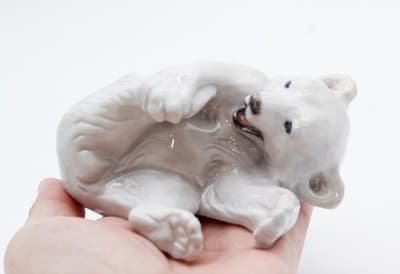 Royal Copenhagen Denmark Vintage Polar Bear Cub Playing Porcelain Figurine - Thumbnail 2