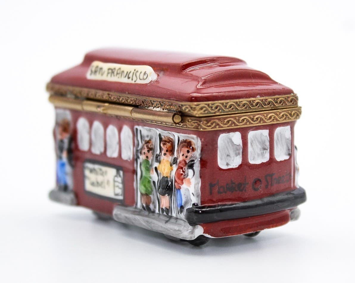 Limoges France San Francisco Cable Car Hand Painted Porcelain Trinket Box - Thumbnail 5