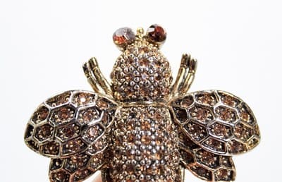 Vintage Bee Honey Bee Amber Pave Crystal Insect Pin Brooch - Thumbnail 6