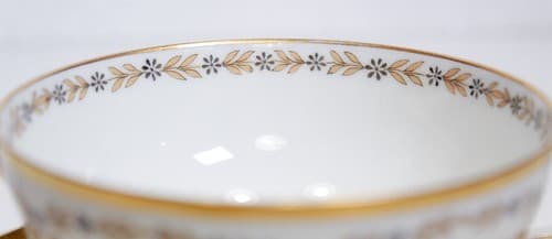 LIMOGES FRANCE K&B Gold Gilt Boullion Pedestal Porcelain Cup & Saucer Antique - Thumbnail 7