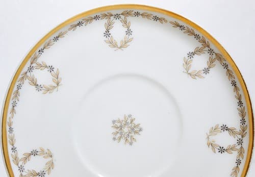 LIMOGES FRANCE K&B Gold Gilt Boullion Pedestal Porcelain Cup & Saucer Antique - Thumbnail 4