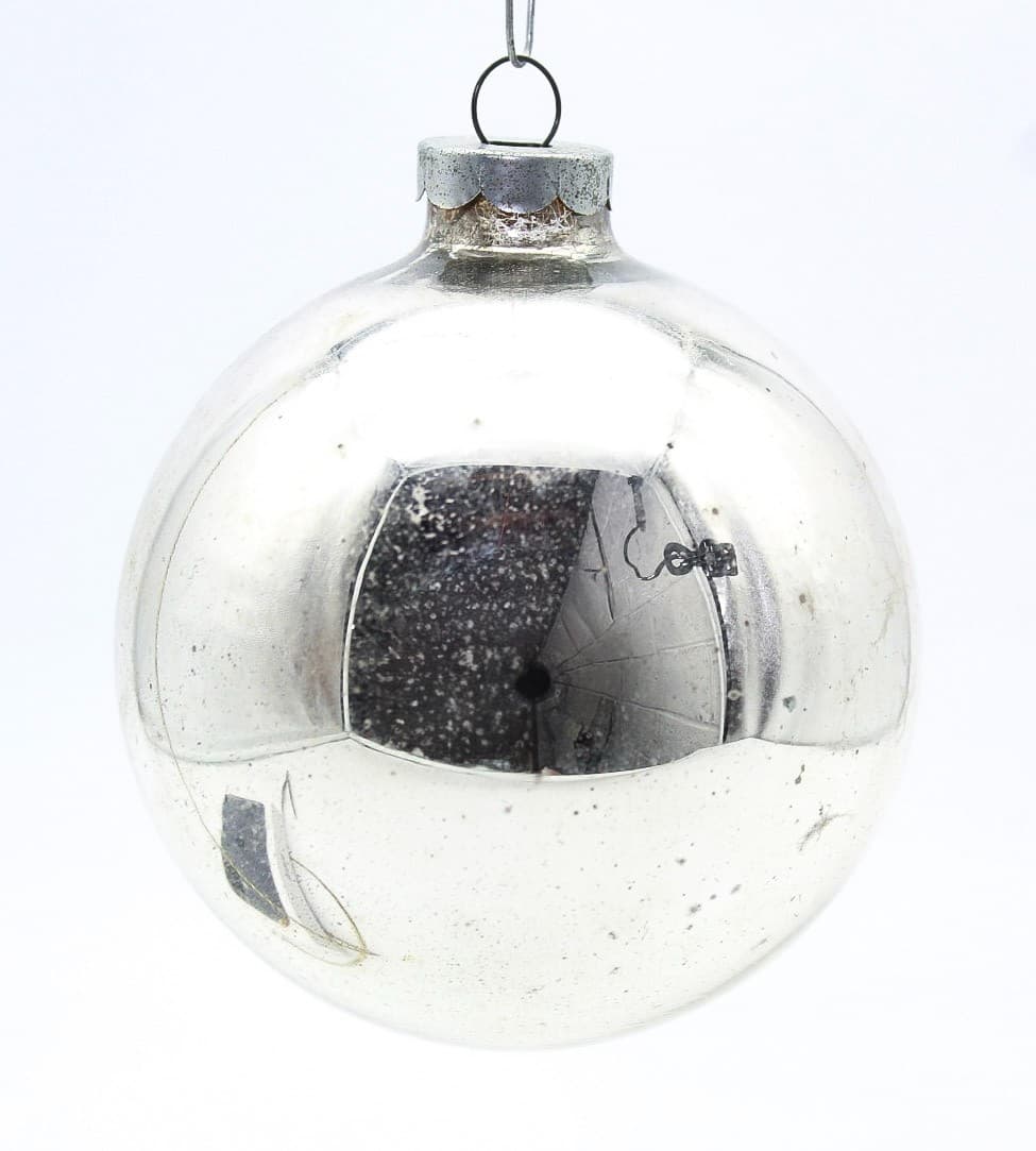 Shiny Brite Vintage Silvered Jumbo Ball Glass Christmas Ornament 3.25" - Thumbnail 5