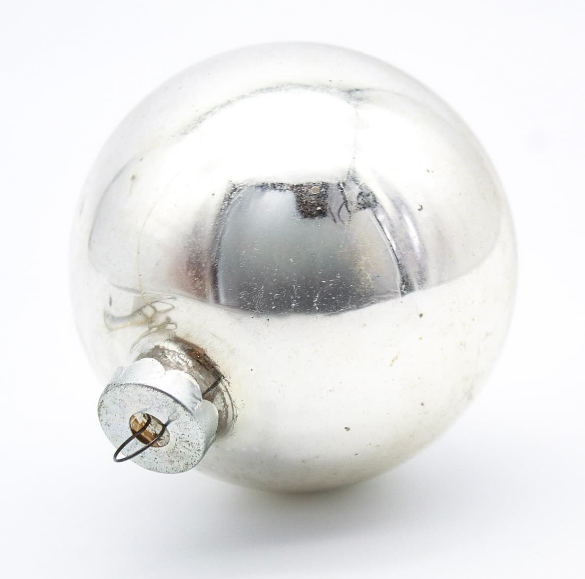 Shiny Brite Vintage Silvered Jumbo Ball Glass Christmas Ornament 3.25" - Thumbnail 2