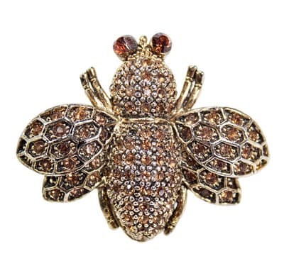 Vintage Bee Honey Bee Amber Pave Crystal Insect Pin Brooch - Image 1