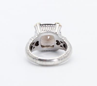 JUDITH RIPKA Sterling 18k Gold Smoky Quartz & Diamonds Cocktail Ring Size 7 - Thumbnail 7