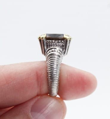 JUDITH RIPKA Sterling 18k Gold Smoky Quartz & Diamonds Cocktail Ring Size 7 - Thumbnail 12