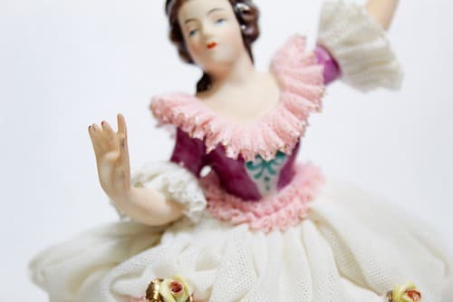 ALKA DRESDEN Germany "Angela" Floral Laced Porcelain Dancer Figurine - Thumbnail 3