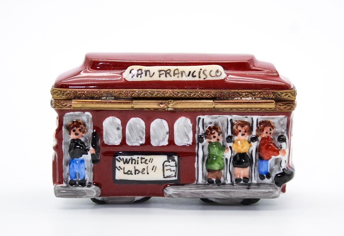 Limoges France San Francisco Cable Car Hand Painted Porcelain Trinket Box - Thumbnail 6