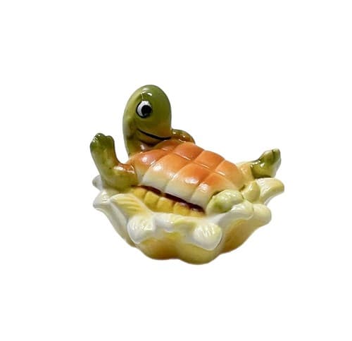 Vintage JOSEF Original Ceramic Turtle Figurine Laying on Flower - Image 1