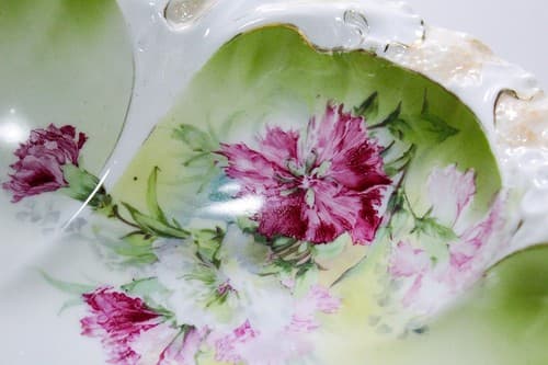 ROYAL BAYREUTH Antique Large Pink Flower Motif Decorative Rim Porcelain Bowl - Thumbnail 5