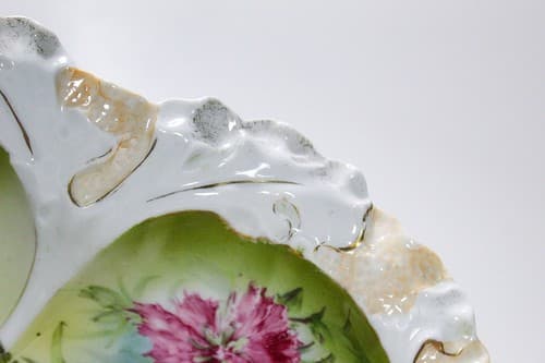 ROYAL BAYREUTH Antique Large Pink Flower Motif Decorative Rim Porcelain Bowl - Thumbnail 6
