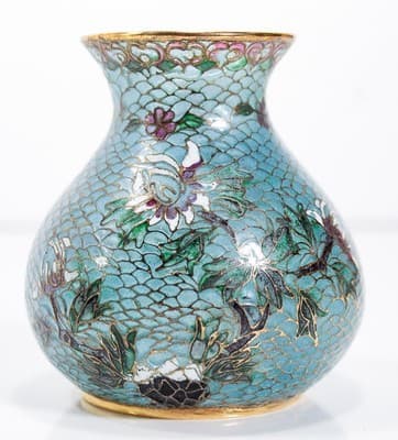 Chinese Antique Plique A Jour Enamel Floral Motif Hand Made Vase - Thumbnail 3