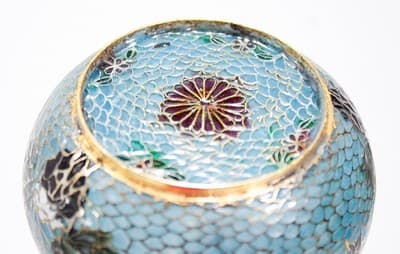 Chinese Antique Plique A Jour Enamel Floral Motif Hand Made Vase - Thumbnail 6