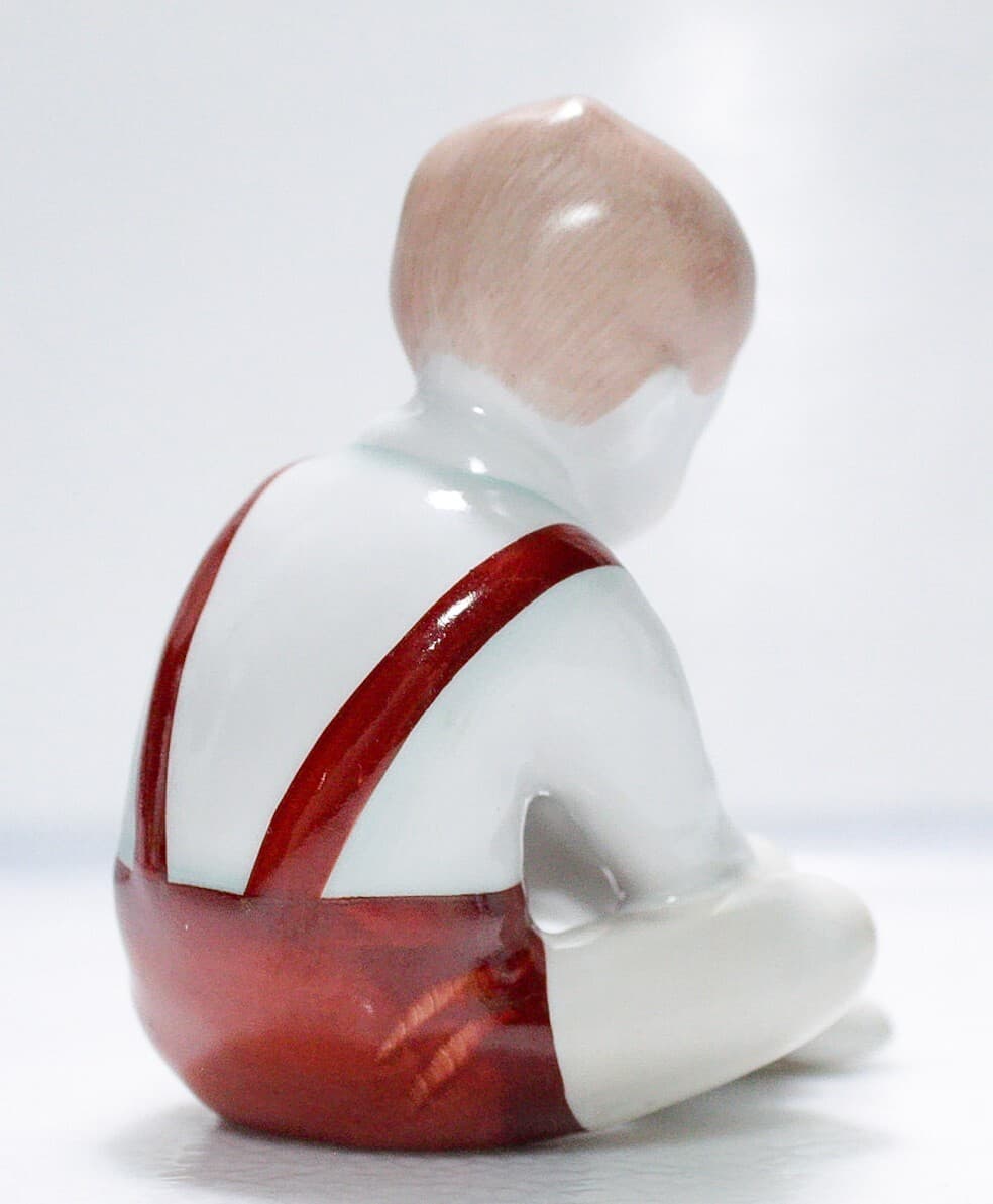Budapest Hungary AQUINCUM Hand Painted Boy Dressing Up Motif Porcelain Figurine - Thumbnail 6