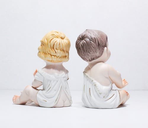 Pair of Vintage KPM Germany Porcelain Bisque Hand Painted Pianos Babies Figures - Thumbnail 8