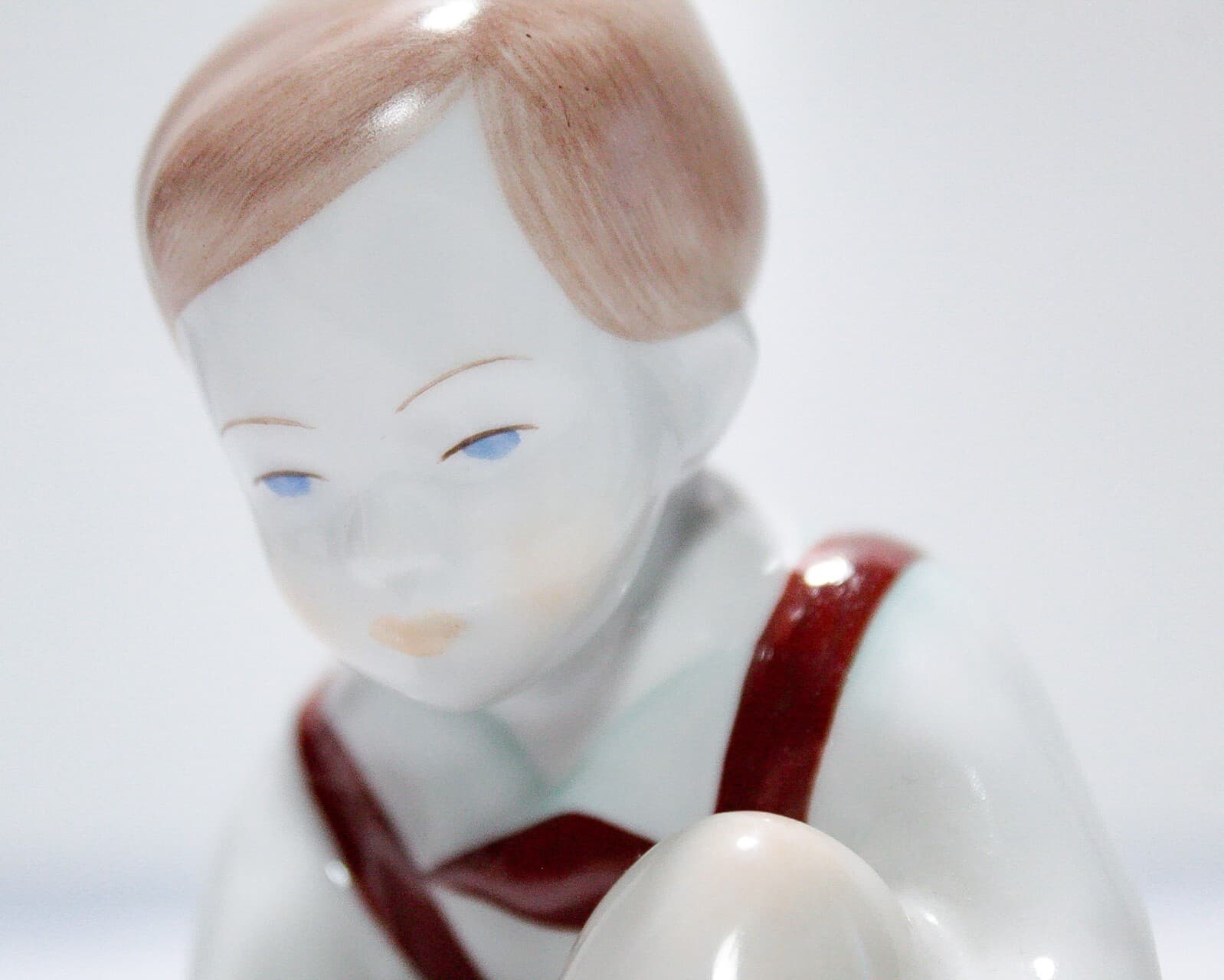 Budapest Hungary AQUINCUM Hand Painted Boy Dressing Up Motif Porcelain Figurine - Thumbnail 2