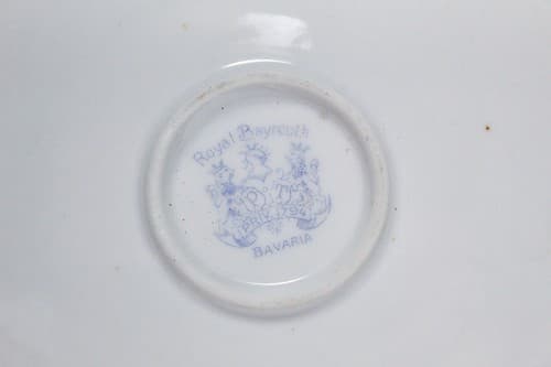 ROYAL BAYREUTH Antique Large Pink Flower Motif Decorative Rim Porcelain Bowl - Thumbnail 7