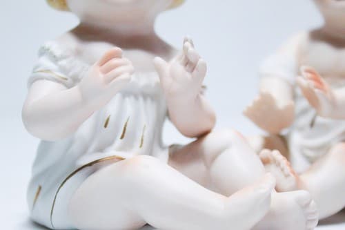 Pair of Vintage KPM Germany Porcelain Bisque Hand Painted Pianos Babies Figures - Thumbnail 5