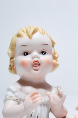 Pair of Vintage KPM Germany Porcelain Bisque Hand Painted Pianos Babies Figures - Thumbnail 3