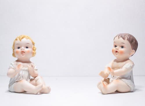 Pair of Vintage KPM Germany Porcelain Bisque Hand Painted Pianos Babies Figures - Thumbnail 7