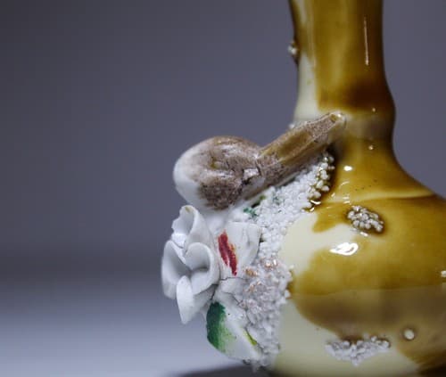 RARE Antique Vintage Miniature Ewer Jug Porcelain Rabbit & Flowers Motif Asian - Thumbnail 7