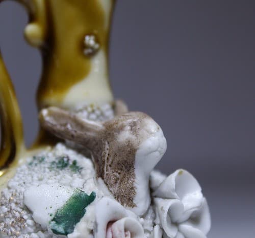 RARE Antique Vintage Miniature Ewer Jug Porcelain Rabbit & Flowers Motif Asian - Thumbnail 3