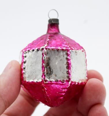 Vintgae Germany Diamond Octagonal Bumpy Feather Tree Glass Christmas Ornament - Thumbnail 2