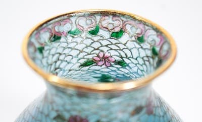 Chinese Antique Plique A Jour Enamel Floral Motif Hand Made Vase - Thumbnail 5