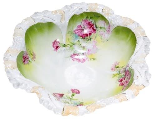 ROYAL BAYREUTH Antique Large Pink Flower Motif Decorative Rim Porcelain Bowl - Image 1
