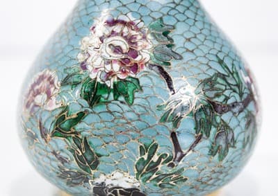 Chinese Antique Plique A Jour Enamel Floral Motif Hand Made Vase - Thumbnail 2