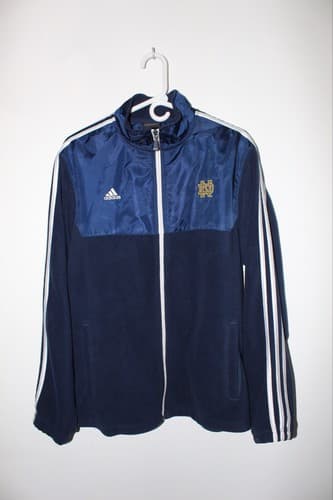 ADIDAS Navy Blue Men's White Stipe Jacket Size M College Notre Dame Logo - Thumbnail 7