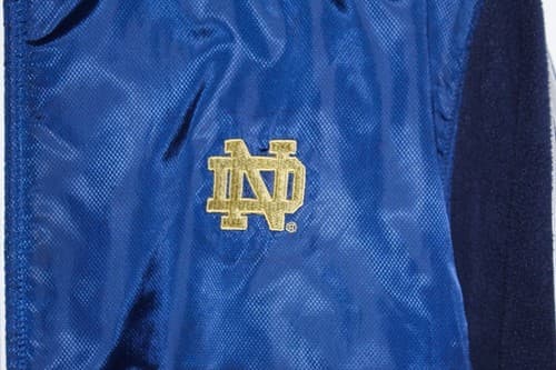 ADIDAS Navy Blue Men's White Stipe Jacket Size M College Notre Dame Logo - Thumbnail 3