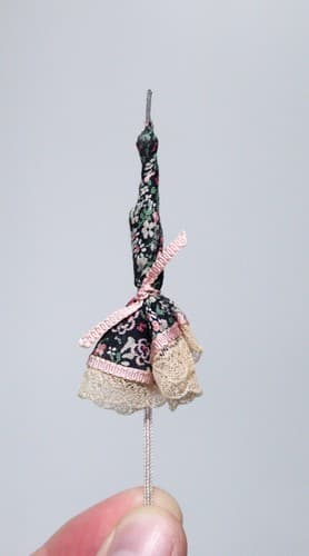 Vintage Artisan Dollhouse Miniature Floral & Lace Umbrella Accessory Scale 1:12 - Thumbnail 2