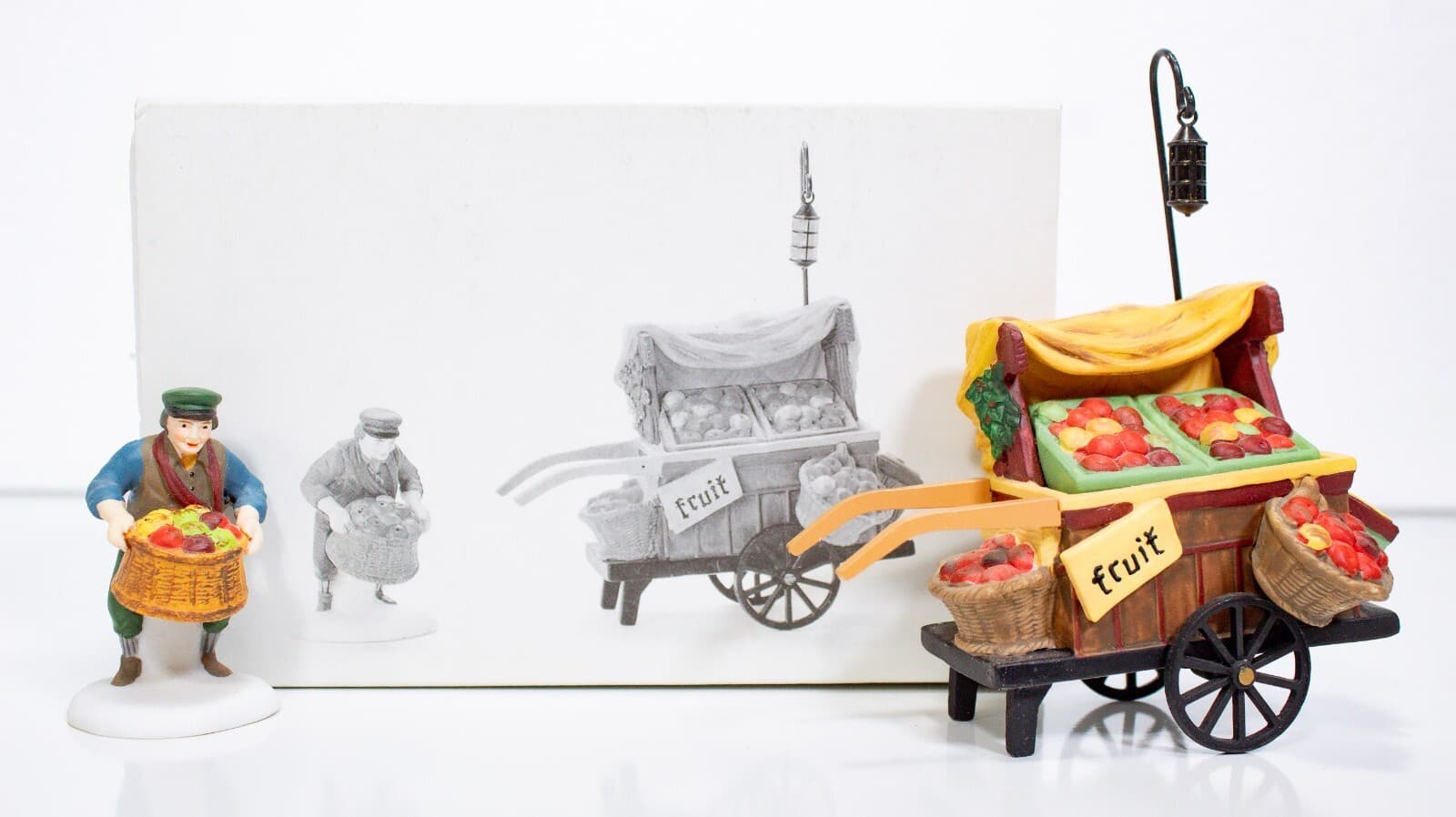 Dept. 56 Christmas In The City "Chelsea Market Fruit Monger & Cart" Set With Box - Thumbnail 6